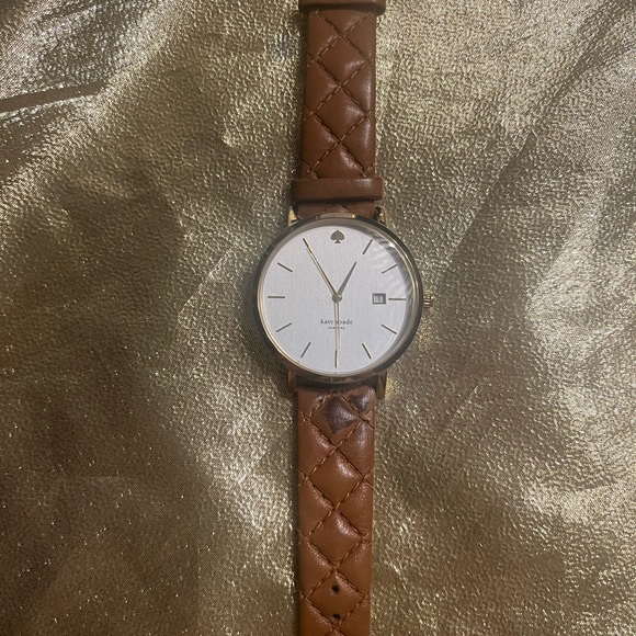 Kate Spade Quilted Brown Leather Watch - Picture 1 of 4